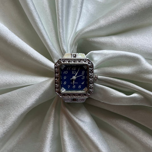 ❦ Blue Interior Square Watch Ring