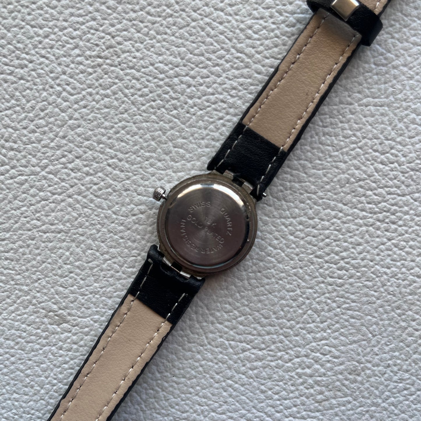 ❦ -Working- De Cambridge 18K Goldplated Swiss Leather Strap Watch