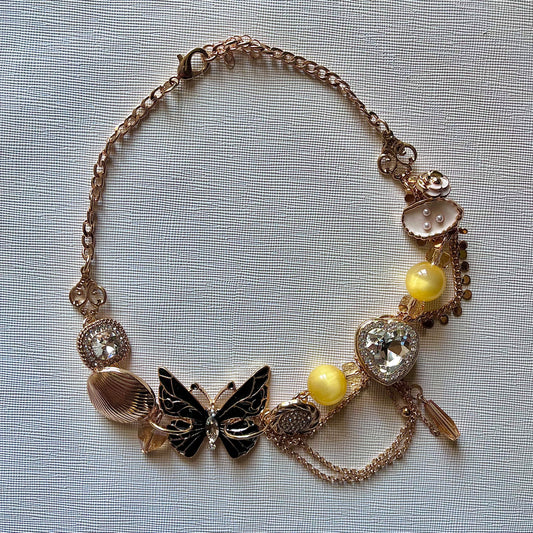 ❦ Mixed Beads Butterfly Necklace