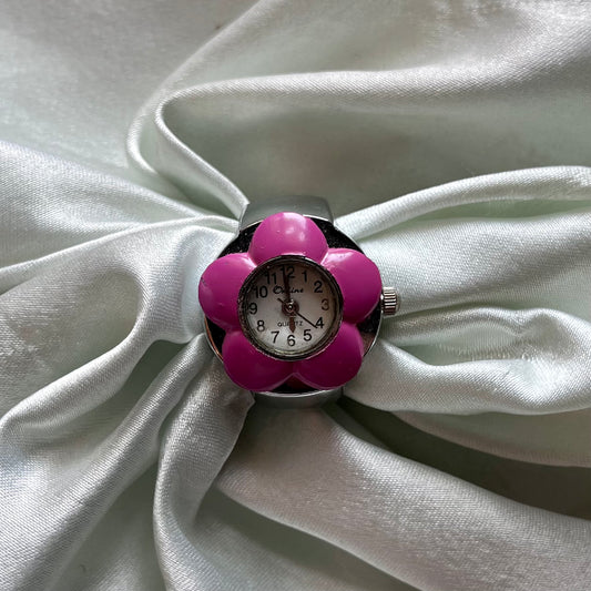 ❦ Pink Detail 3D Flower Watch Ring